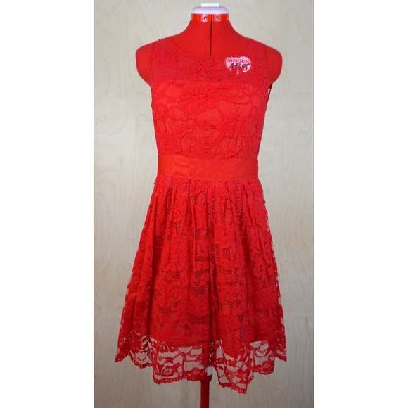 ModCloth (BB Dakota) "When the Night Comes" Red Lace Dress - Picture 3 of 14
